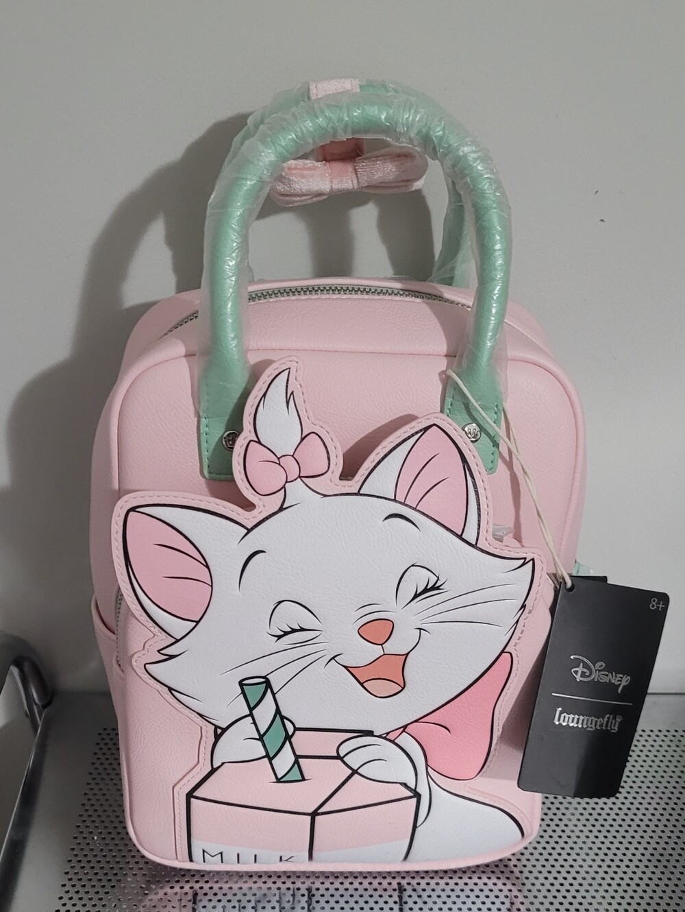 Loungefly Pink Disney Marie Cat Mini Backpack with Mint Handles